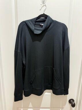 Black Mock Neck Pullover Hoodie